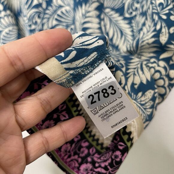 Loft Garden Shirt Dress Sz 10 Shift Blue Button Coastal Tropical Dainty Vacation - Picture 7 of 8